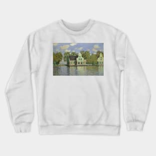 Houses by the Bank of the River by Claude Monet Crewneck Sweatshirt